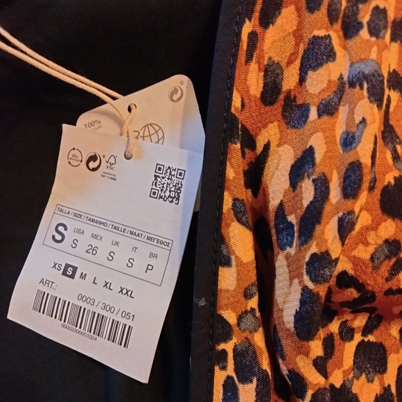 Zara Wrap Dress Leopard Brown Black Long Sleeve Maxi Low Cut Neck Size Small NWT - Picture 7 of 7